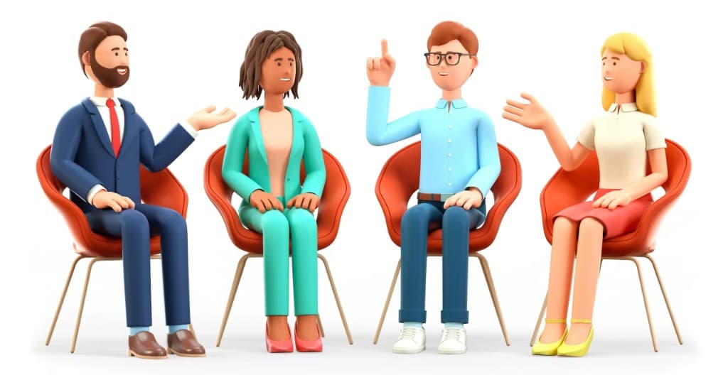 People in a supportive group discussion